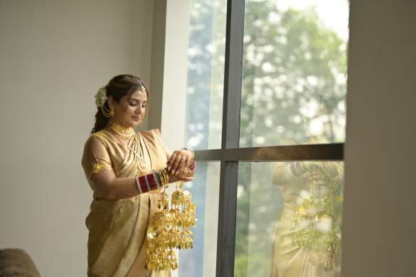 Bride Getting Ready Window Portrait