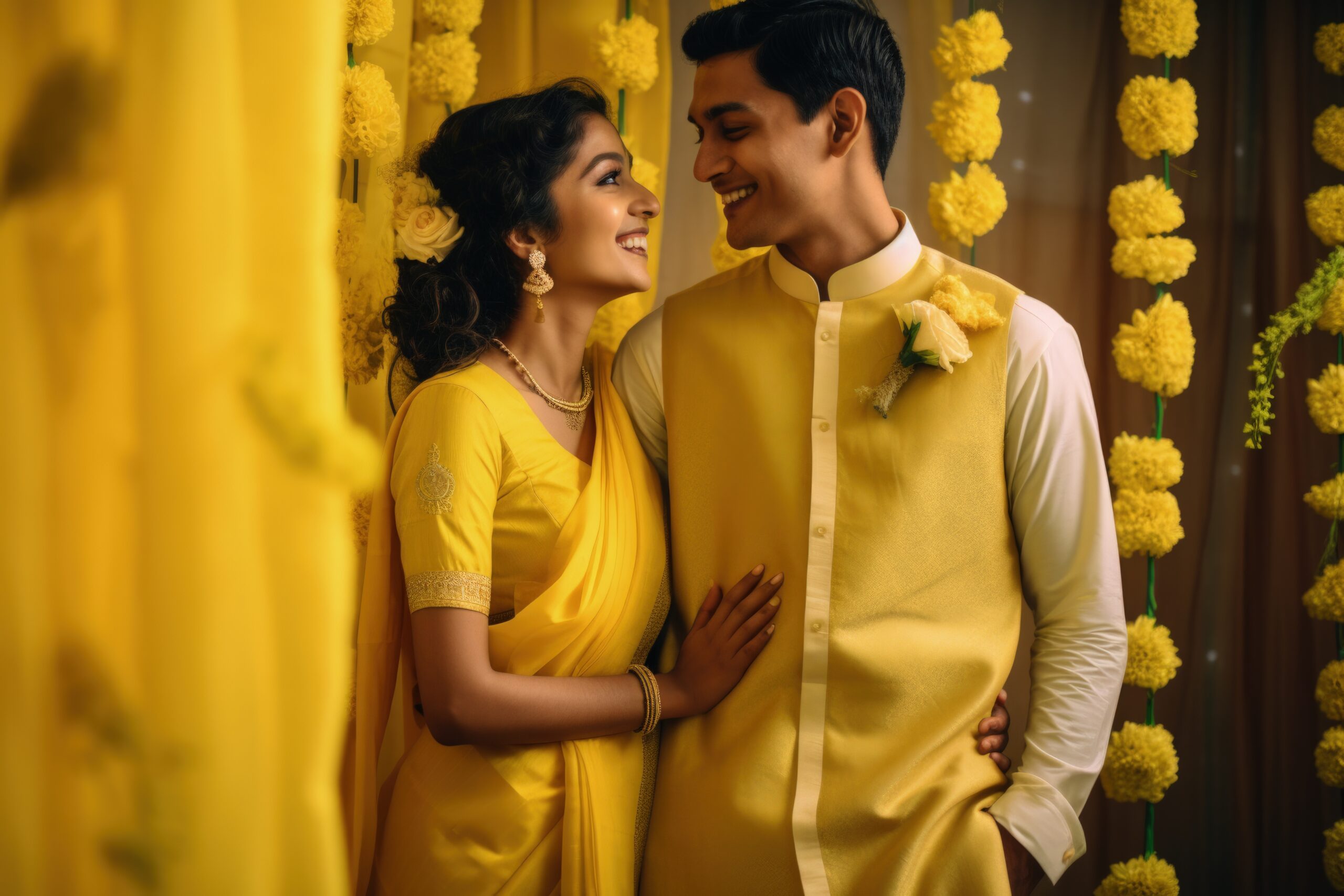 Couple haldi photoshoot ideas with fun and candid poses
