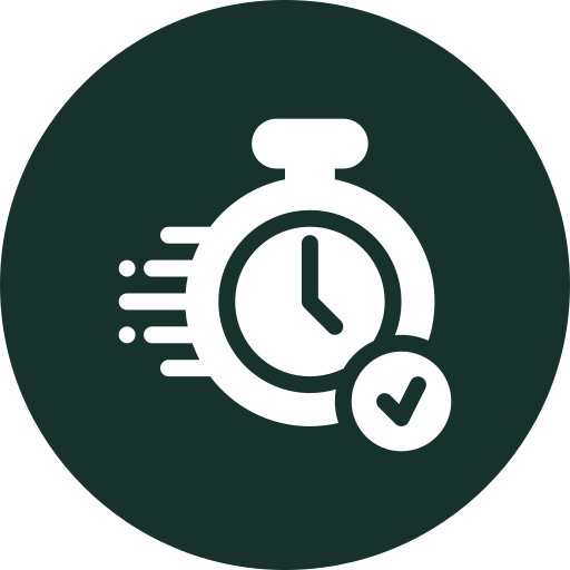 Blue stopwatch icon representing quick service or deadlines