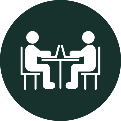 Simple illustration of two people sitting for business meeting